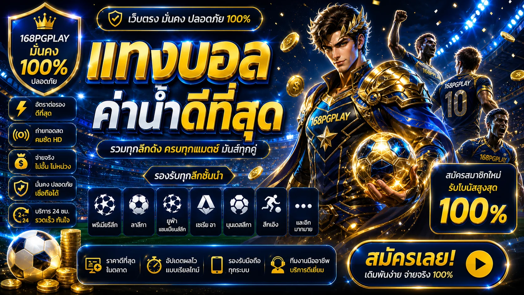 แบนเนอร์ 168PGPLAY ทางเข้าเว็บตรงและบริการกีฬา